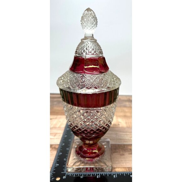Westmoreland Waterford Crystal w/ Ruby Stain English Hobnail Pattern Signed - Picture 2 of 5